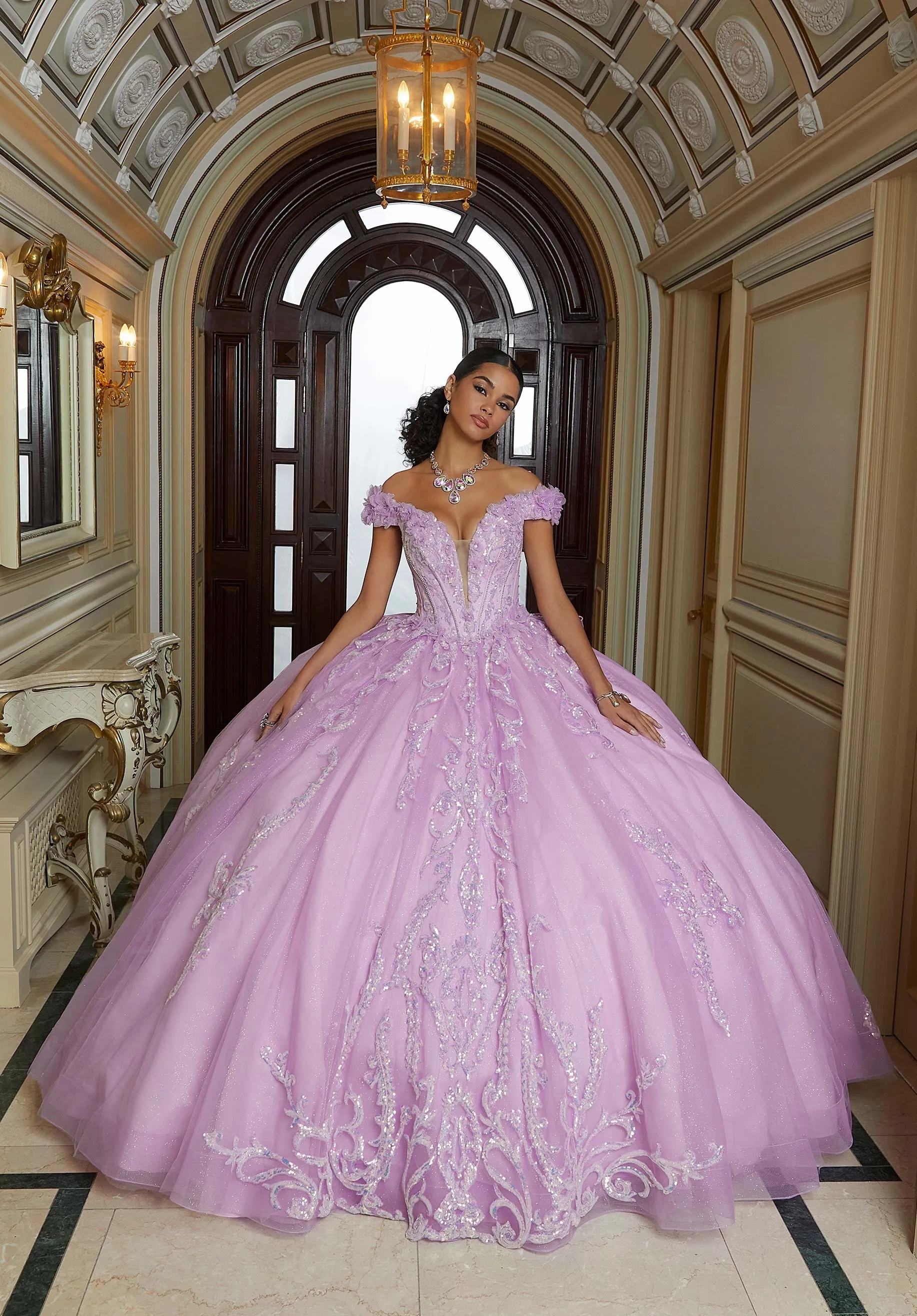 Princesa Morilee — Midnight navy beaded ball gown