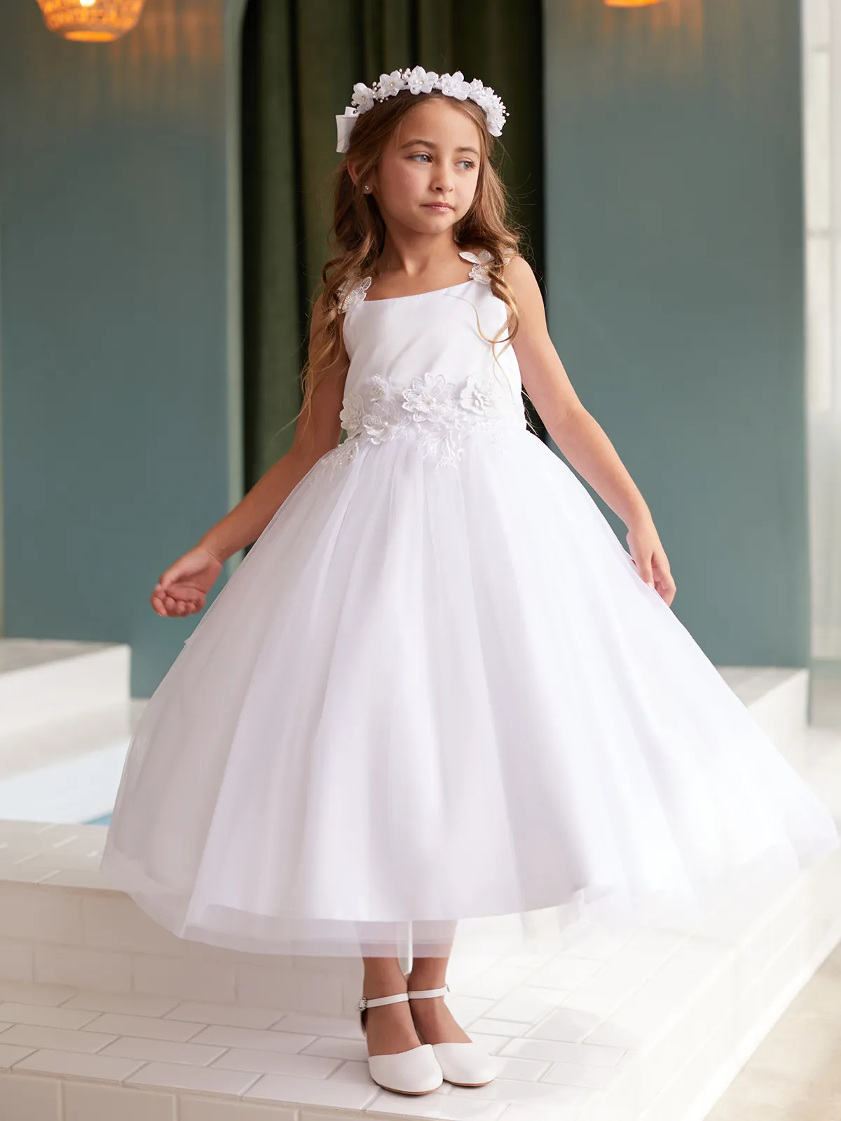 Tip Top Kids — Blush pink tulle flower girl dress
